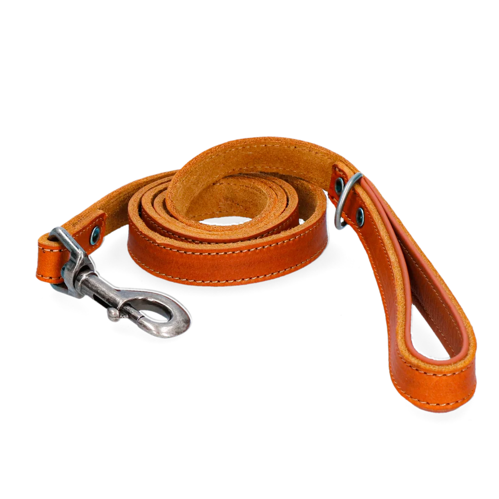 Guinzaglio in pelle per cani con manico imbottito, cognac, 130 x 1,8 cm – Spotted! Pro - immagine 1