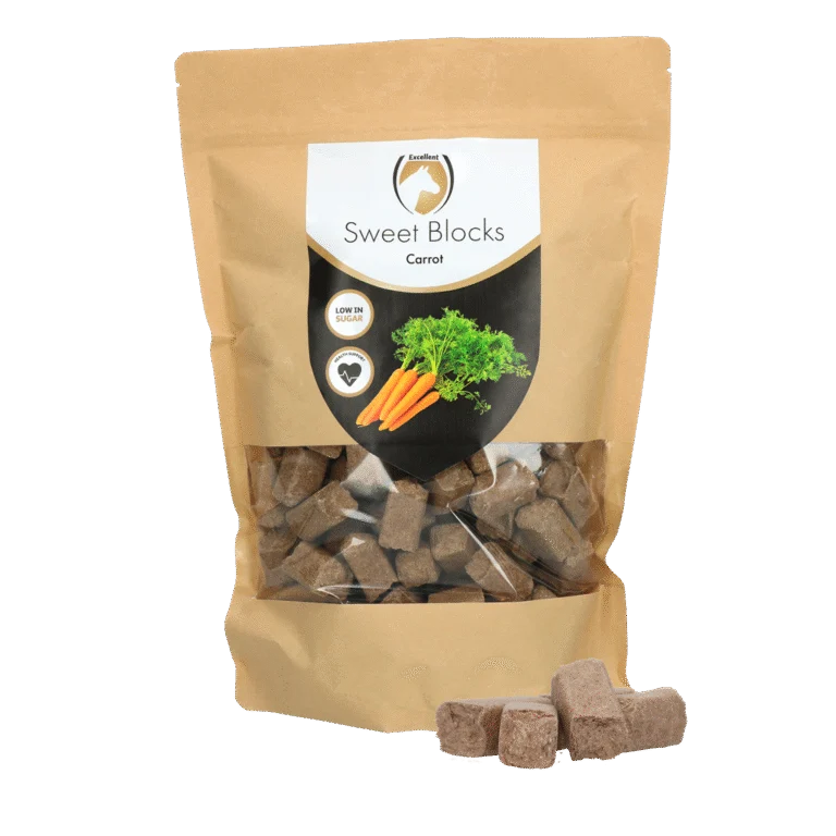 Premi per cavalli alla carota, a basso contenuto di zuccheri, 1 kg – Excellent Horse Sweet Blocks