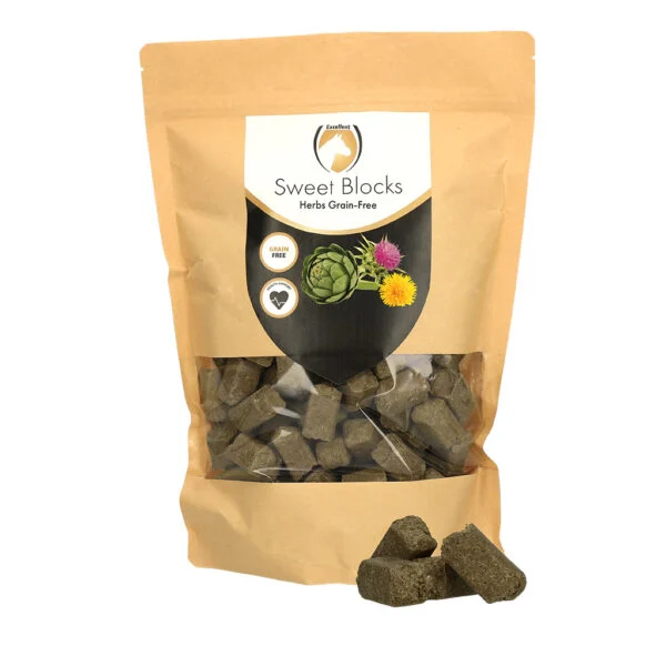Snack per cavalli alle erbe, senza cereali, 1 kg – Excellent Horse Sweet Blocks Grain-Free