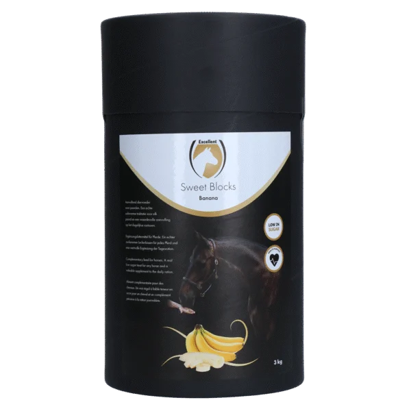 Snack per cavalli alla banana, a basso contenuto di zuccheri, 3 kg – Excellent Horse Sweet Blocks