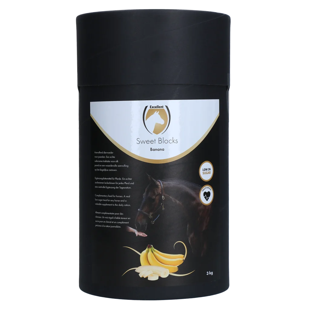 Snack per cavalli alla banana, a basso contenuto di zuccheri, 3 kg – Excellent Horse Sweet Blocks - immagine 1
