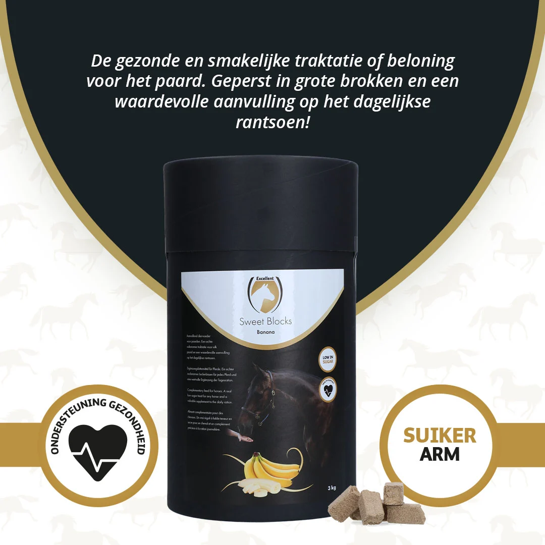 Snack per cavalli alla banana, a basso contenuto di zuccheri, 3 kg – Excellent Horse Sweet Blocks - immagine 3