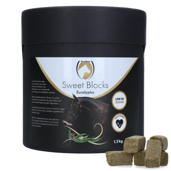 Snack per cavalli all’eucalipto, a basso contenuto di zuccheri, 1,2 kg – Excellent Horse Sweet Blocks