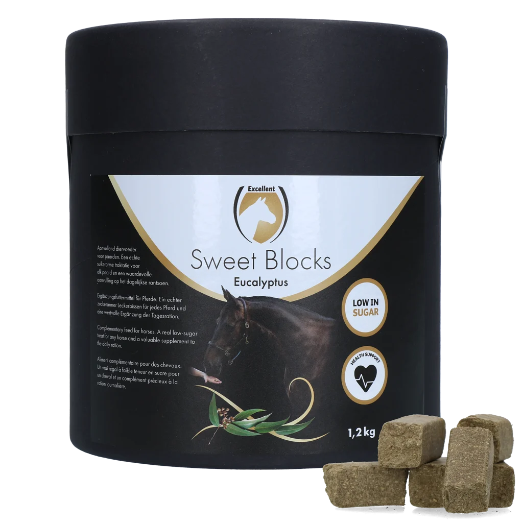 Snack per cavalli all’eucalipto, a basso contenuto di zuccheri, 1,2 kg – Excellent Horse Sweet Blocks - immagine 1