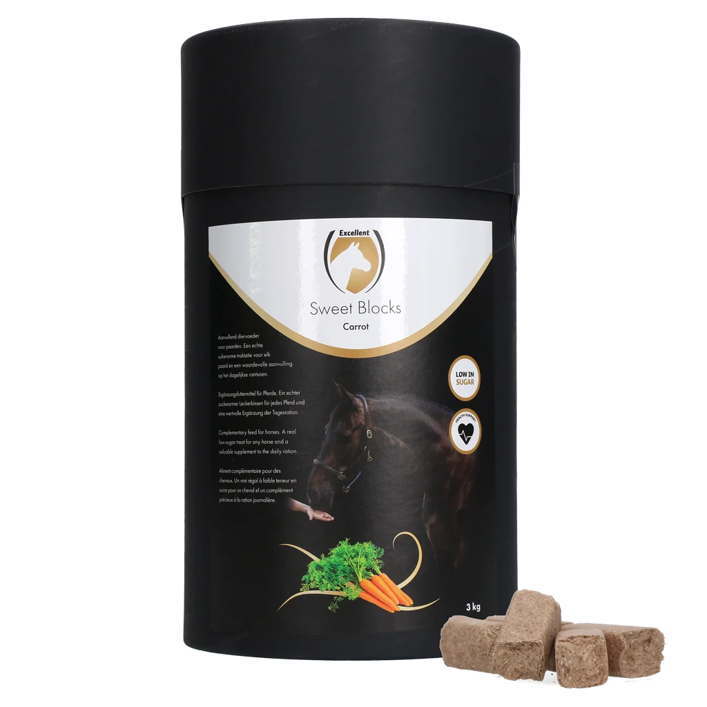 Snack per cavalli alla carota, a basso contenuto di zuccheri, 3 kg – Excellent Horse Sweet Blocks - immagine 1