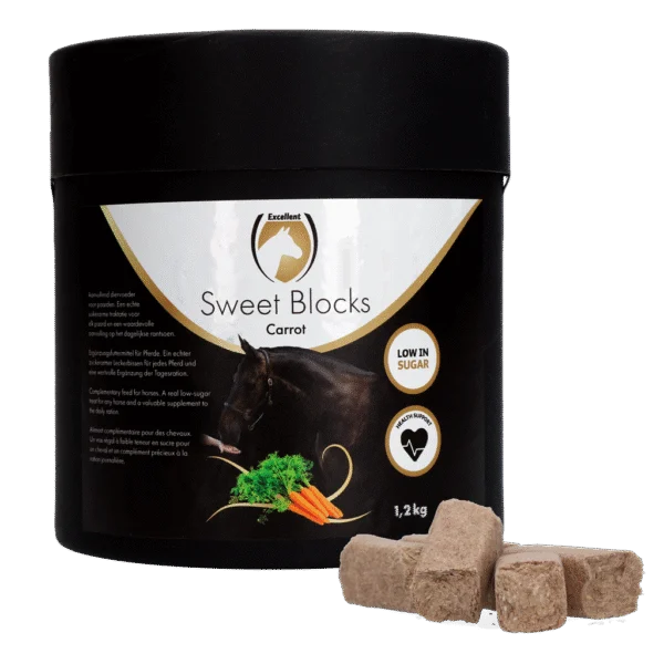 Snack per cavalli alla carota, a basso contenuto di zuccheri, 1,2 kg – Excellent Horse Sweet Blocks