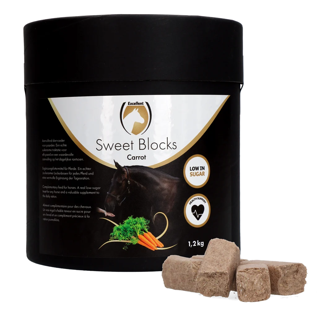 Snack per cavalli alla carota, a basso contenuto di zuccheri, 1,2 kg – Excellent Horse Sweet Blocks - immagine 1