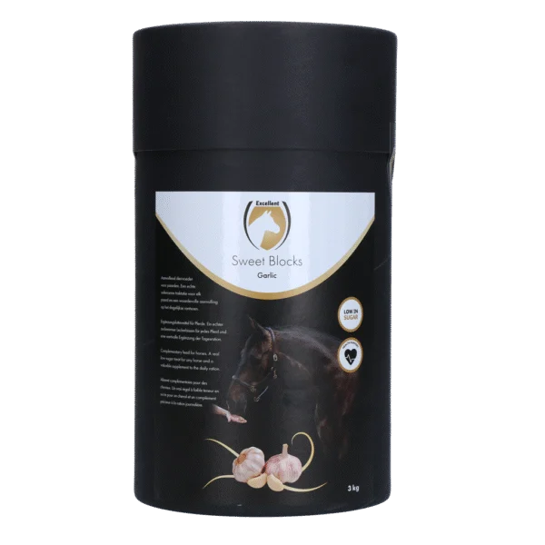 Snack per cavalli all’aglio, a basso contenuto di zuccheri, 3 kg – Excellent Horse Sweet Blocks