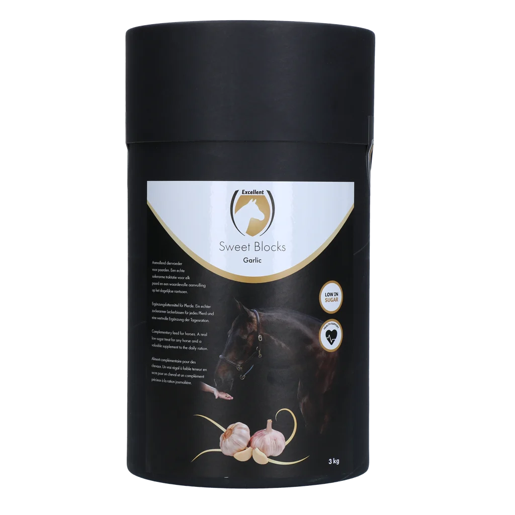 Snack per cavalli all’aglio, a basso contenuto di zuccheri, 3 kg – Excellent Horse Sweet Blocks - immagine 1