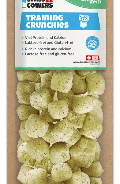 Snack da addestramento per cani al formaggio con tè verde, 30 premi – SwissCowers Cheese Crunchies Training Energy Plus
