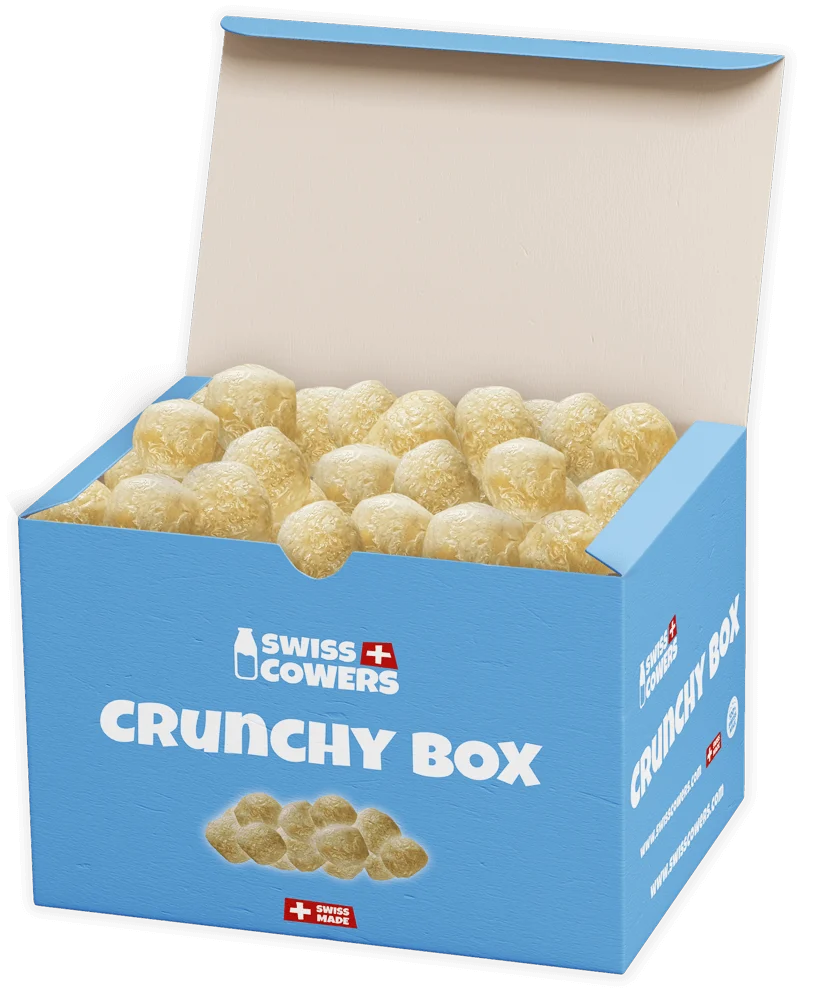 Snack al formaggio croccanti per cani, 118 premietti – SwissCowers Cheese Crunchies Crunchy Box - immagine 1