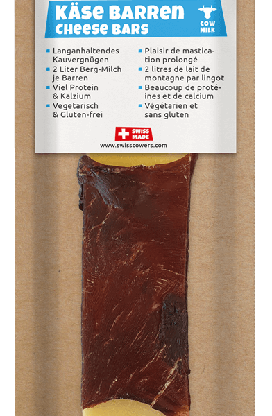 Bastoncino di formaggio per cani con manzo, senza lattosio – SwissCowers Cheese Bars Black Angus L