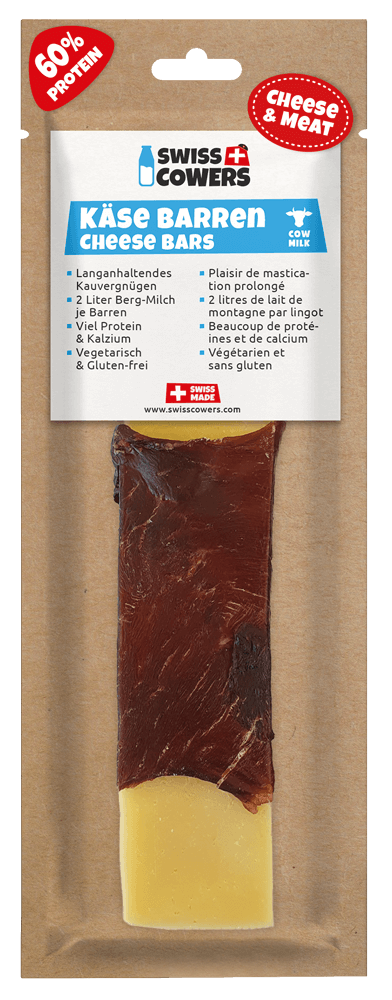 Bastoncino di formaggio per cani con manzo, senza lattosio – SwissCowers Cheese Bars Black Angus L
