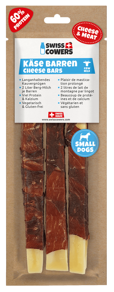 Bastoncino di formaggio per cani con manzo, senza lattosio – SwissCowers Cheese Bars Black Angus S