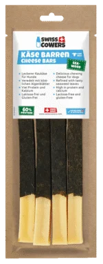 Bastoncino da masticare al formaggio per cani con alghe, senza lattosio – SwissCowers Cheese Bars Seaweed S
