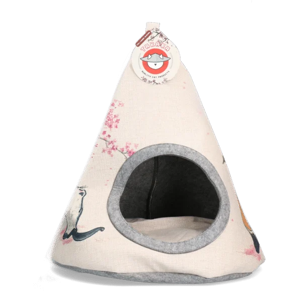 Tenda a tipi per gatti con cuscino, 42 x 56 cm – Takara Tipi Cherry Blossom