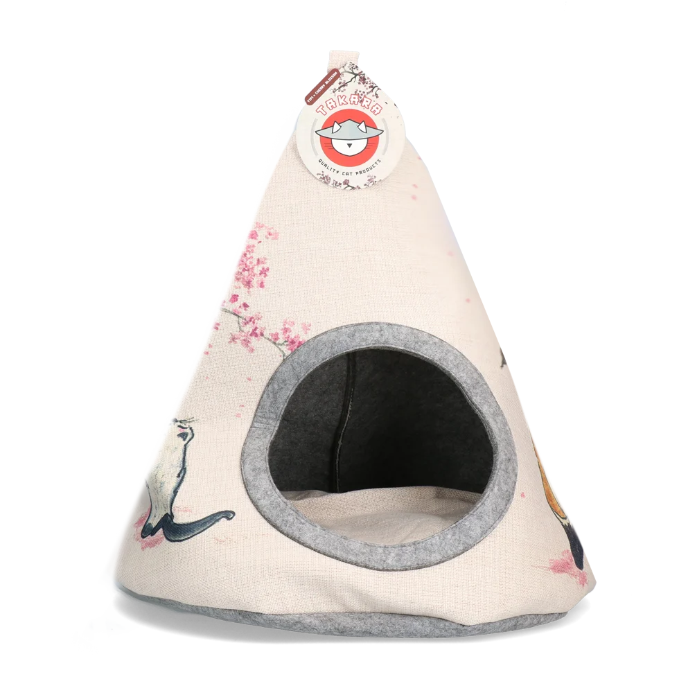 Tenda a tipi per gatti con cuscino, 42 x 56 cm – Takara Tipi Cherry Blossom - immagine 1