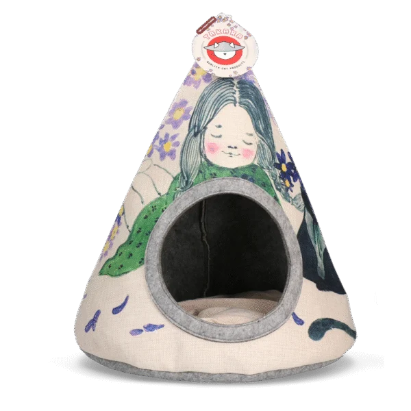 Tenda per gatti con cuscino, 42 x 56 cm – Takara Tipi Violet Flower