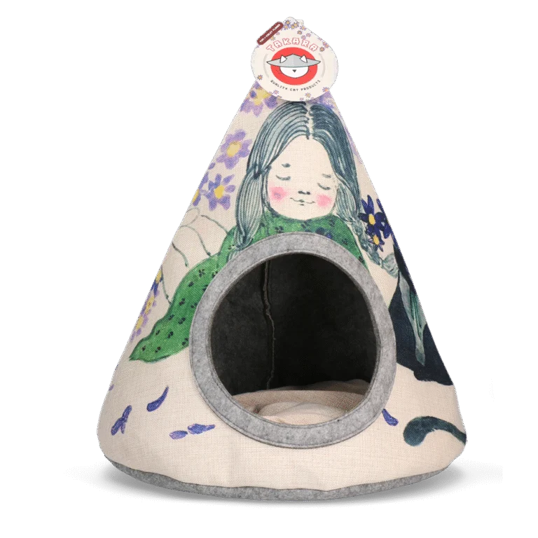 Tenda per gatti con cuscino, 42 x 56 cm – Takara Tipi Violet Flower