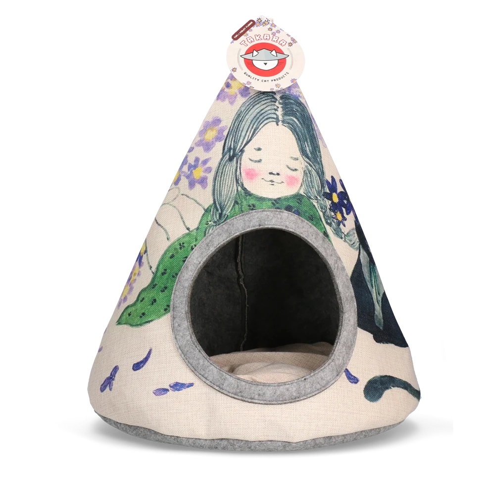 Tenda per gatti con cuscino, 42 x 56 cm – Takara Tipi Violet Flower - immagine 1