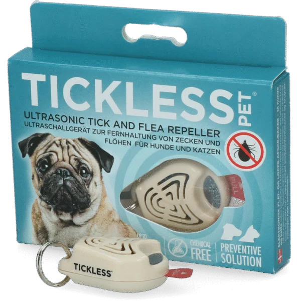 Dispositivo repellente per zecche e pulci per cani e gatti a ultrasuoni, Beige – Tickless Pet