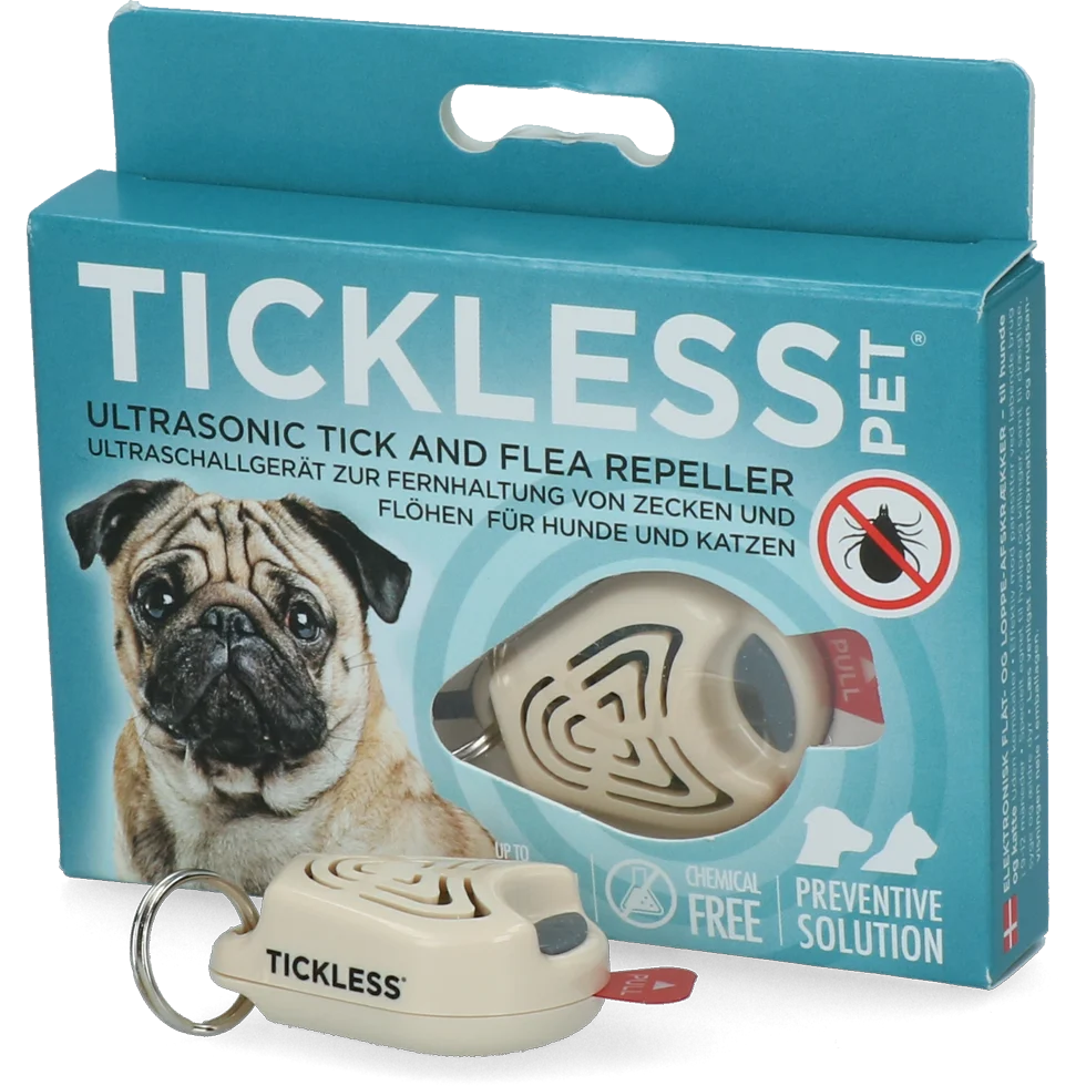 Dispositivo repellente per zecche e pulci per cani e gatti a ultrasuoni, Beige – Tickless Pet - immagine 1