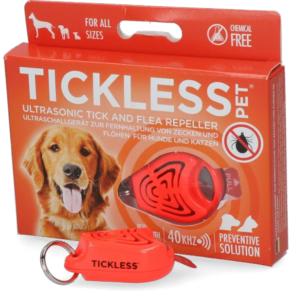 Repellente per zecche e pulci per cani e gatti a ultrasuoni, arancione – Tickless Pet