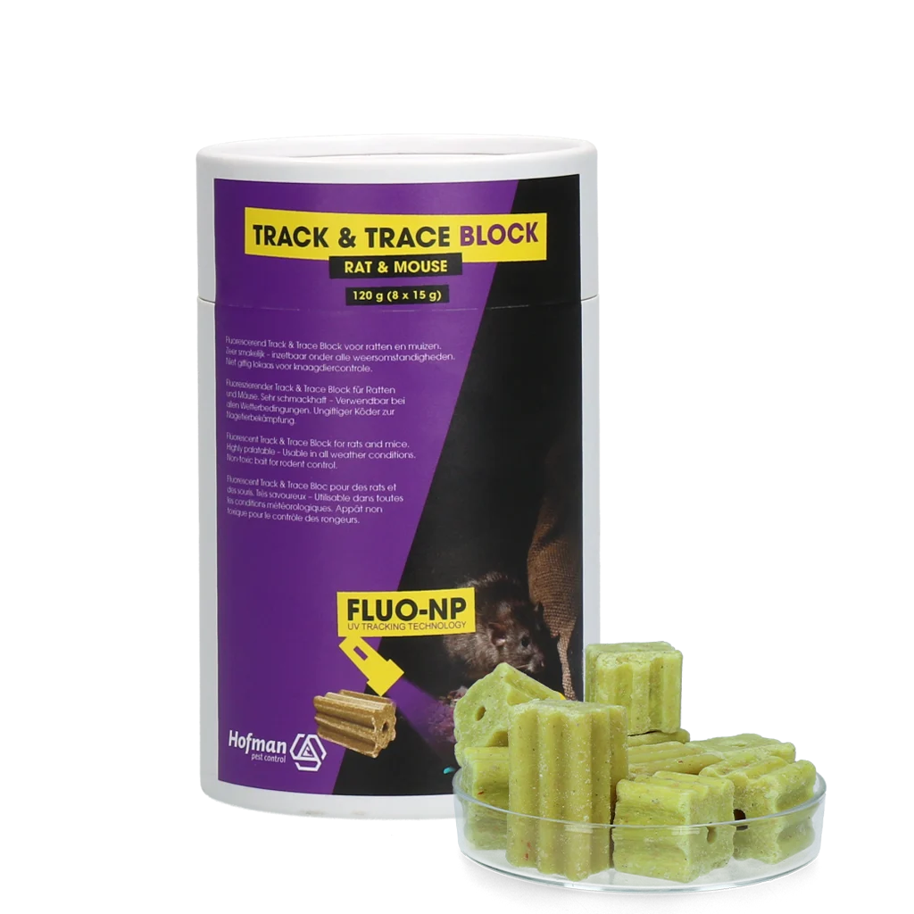 Blocco di monitoraggio fluorescente per topi e ratti, 8 x 15 g – Fluo-NP Track & Trace Block - immagine 1