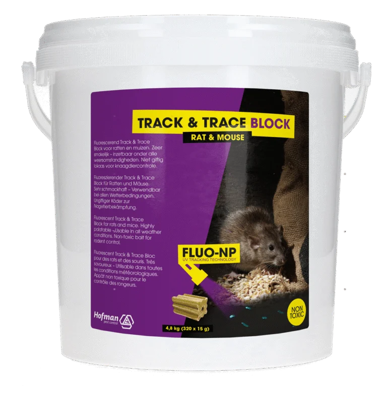 Blocco di monitoraggio per topi e ratti, fluorescente, 320 x 15 g – Fluo-NP Track & Trace Block