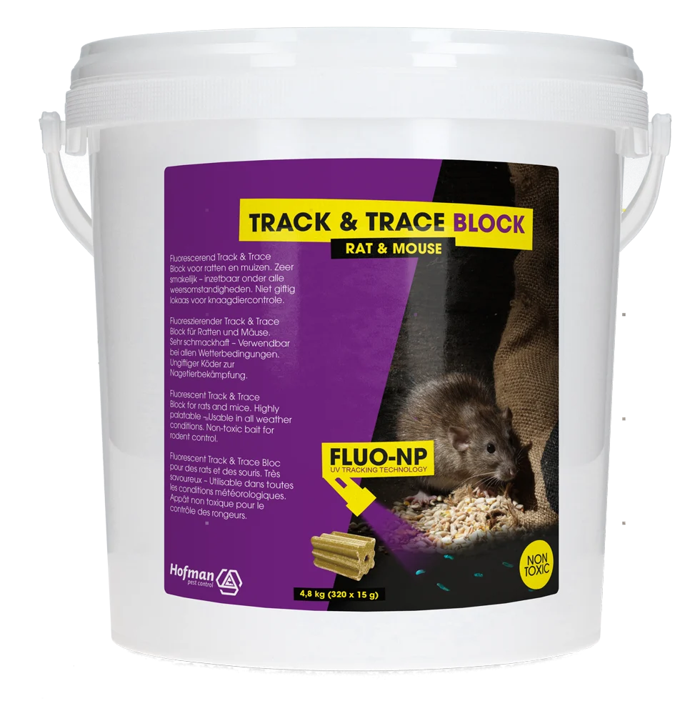 Blocco di monitoraggio per topi e ratti, fluorescente, 320 x 15 g – Fluo-NP Track & Trace Block - immagine 1