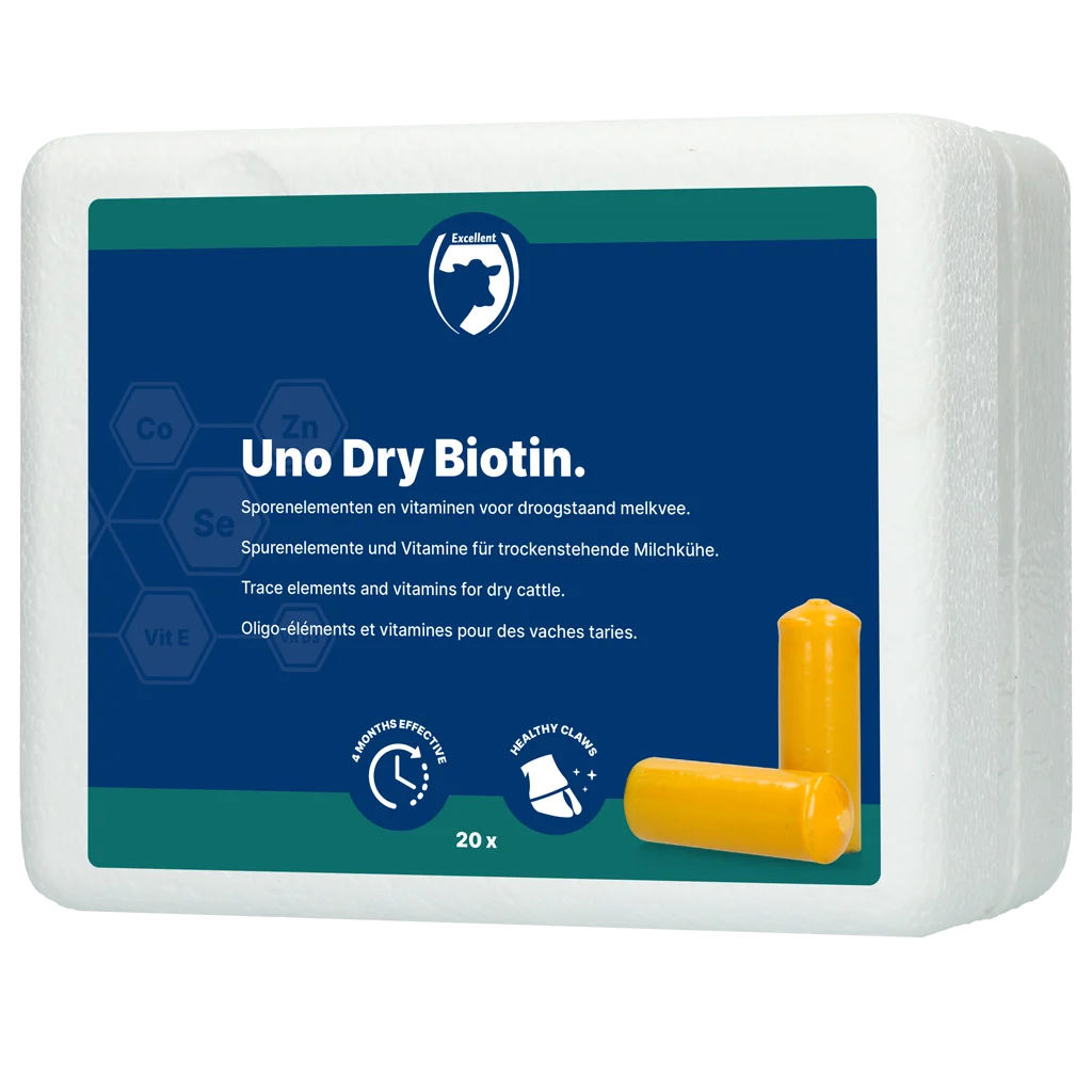 Bolo per il periodo di asciutta con biotina per bovini, 20 x 103 g – Excellent Uno Dry Biotin - immagine 1