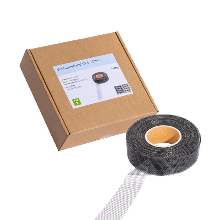 Fascia di ventilazione in acciaio inox contro gli animali infestanti, nera, 30 m x 5 cm – VentiStrip