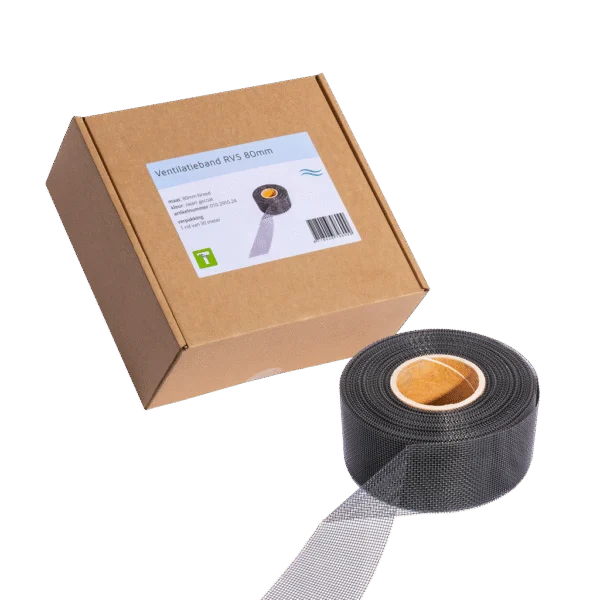 Nastro di ventilazione in acciaio inossidabile contro gli animali infestanti, nero, 30 m x 8 cm – VentiStrip