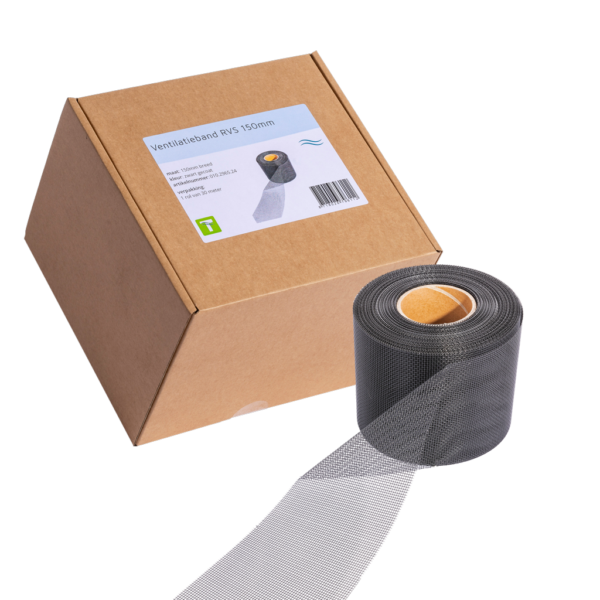 Nastro di ventilazione in acciaio inox contro gli animali infestanti, nero, 30 m x 15 cm – VentiStrip