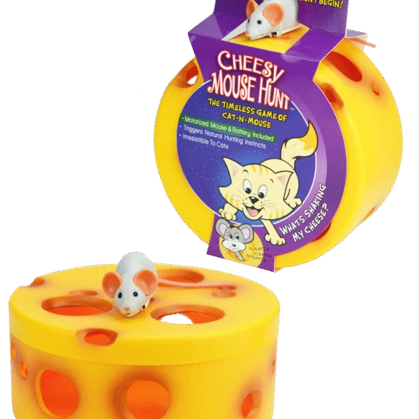Gioco interattivo per gatti con topo robot in un formaggio – VisionSmart Cheesy Mouse Hunt