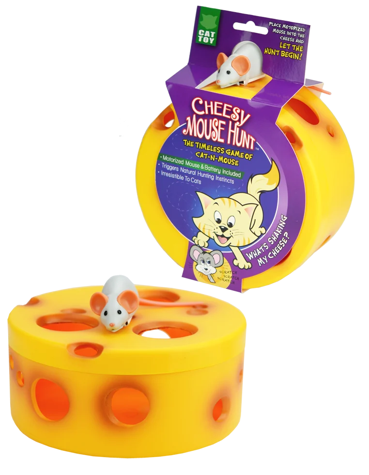 Gioco interattivo per gatti con topo robot in un formaggio – VisionSmart Cheesy Mouse Hunt - immagine 1