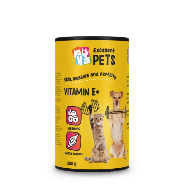 Polvere integratore per cani e gatti con vitamina E e selenio, 250 g – Excellent Pets Vitamin E+