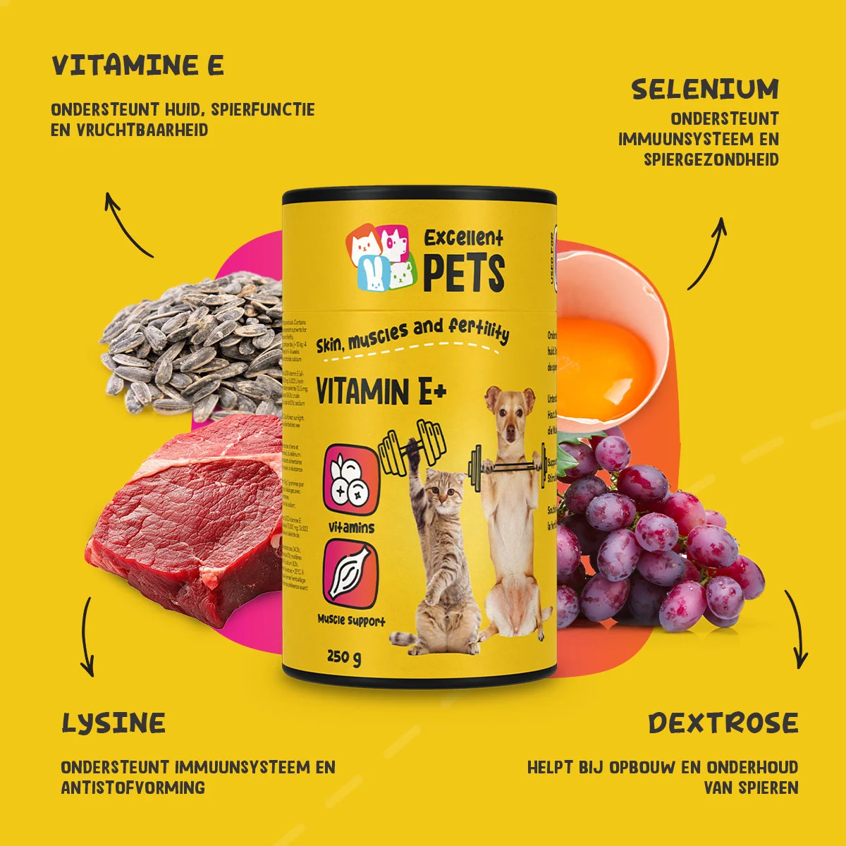 Polvere integratore per cani e gatti con vitamina E e selenio, 250 g – Excellent Pets Vitamin E+ - immagine 5