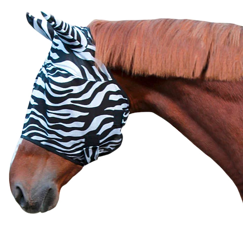 VLIE00401U.png Maschera antimosche per cavalli con copriorecchie, zebrata Pony - immagine 1