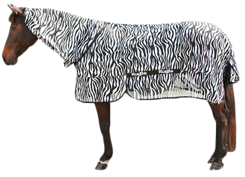 Coperta antimosche con collo e motivo zebrato, 195 cm