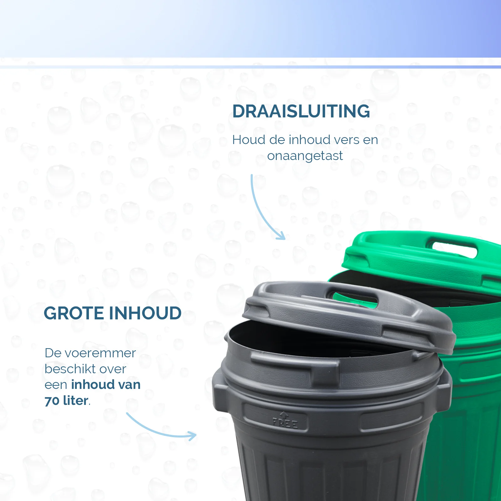Bidone per mangime con chiusura a vite, 70 l, Nero - immagine 4