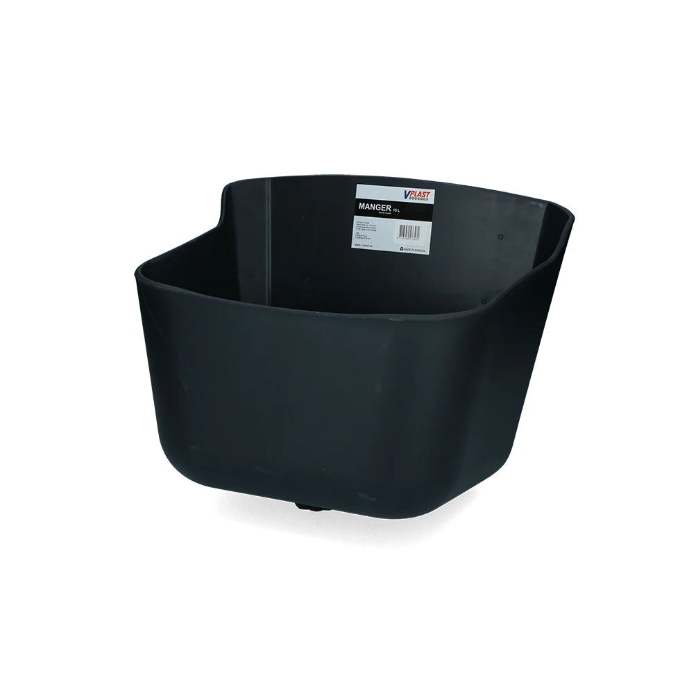 Mangiatoia in plastica con bordo antisversamento, 15 l, nera – Vplast - immagine 1