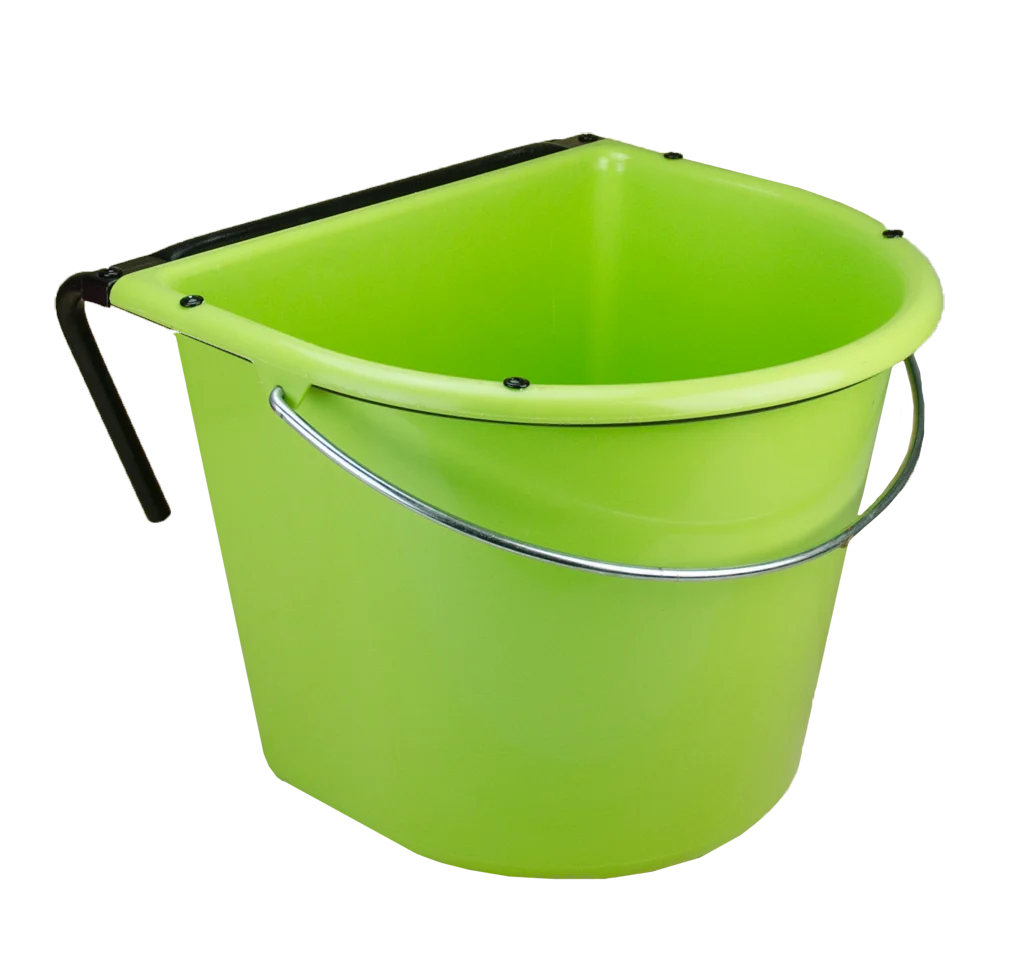 Mangiatoia da appendere per cavalli con maniglia in metallo, 15 l, verde – Vplast - immagine 2