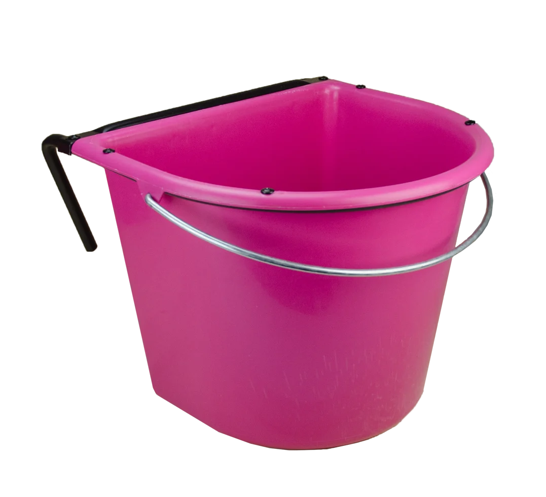 Mangiatoia sospesa per cavalli con manico in metallo, 15 l, rosa – Vplast - immagine 2