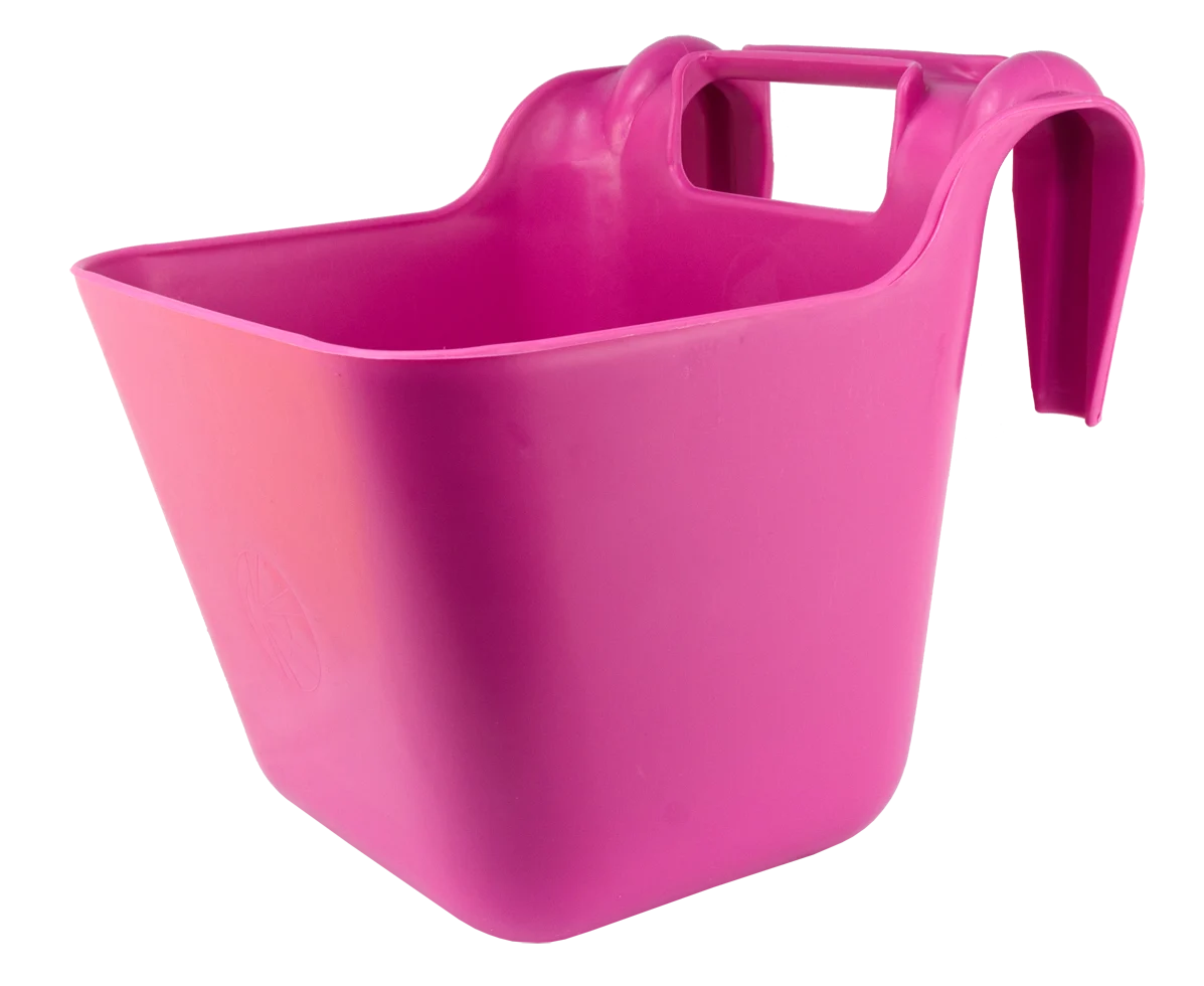 Mangiatoia sospesa per cavalli con manico, 14 l, rosa – Ok-Plast - immagine 1