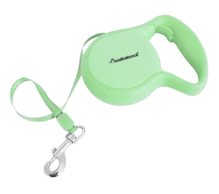 Guinzaglio avvolgibile con cinturino da polso, taglia L, 4,9 metri – Petmate Walkabout Retractable Leash Glow in the Dark