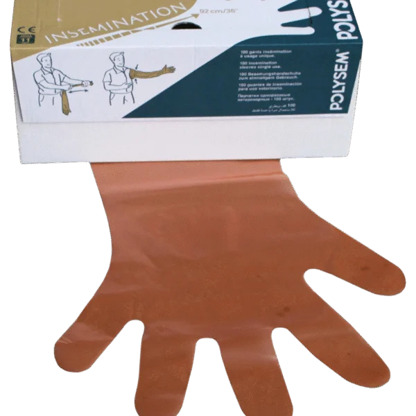 Guanto monouso Vet in polietilene, arancione, 92 cm, 100 pezzi