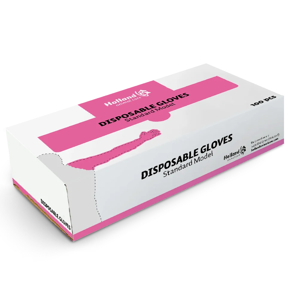 Guanto monouso per esami rettali, rosa, 90 cm, 100 pezzi – Hofman Animal Care Vet - immagine 2