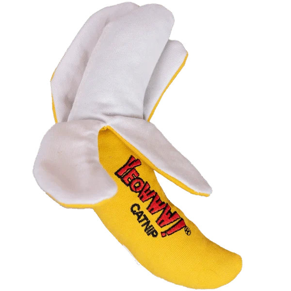 Banana gioco per gatti, sbucciata e imbottita di erba gatta, 18 cm – Yeowww! Chicata Banana Peeled