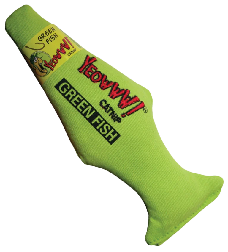 Pesce gioco per gatti con erba gatta, verde, 18 cm – Yeowww! Green Fish - immagine 1